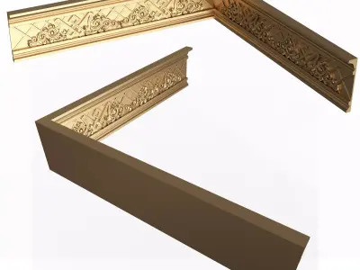 Cornice Decoration Molding 015 90 Degree Low-poly 3D model