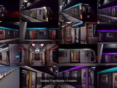 Subway Train Bundle 3D Model Collection