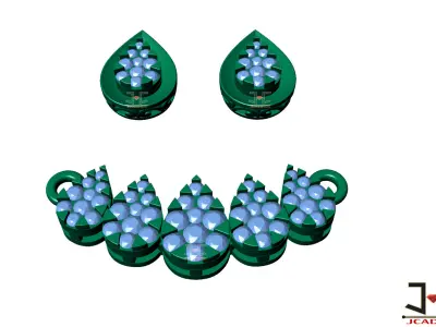 0231 - Fancy Diamond Pendant Set for Women 3D print model