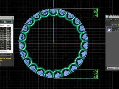 U Shaped Eternity Ring 2 point 8 mm stone size swiss 16 and EU56 3D print model