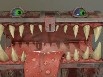 Monster chest PBR Low-poly 3D model