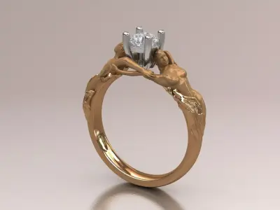 Carrera y Carrera Embrace Ring Lovers Holding Diamond STL 3DM 3D print model