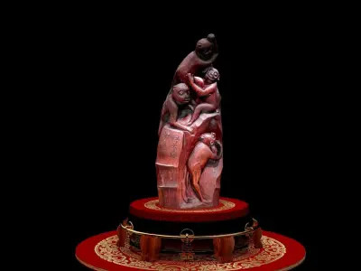 Chinese  wood carving monkeys  3D model
