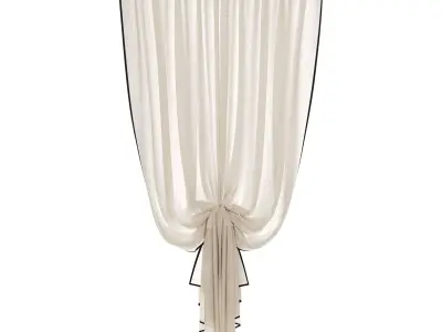 Curtain HE-No 02 Sheer linen with Black trim 3D model