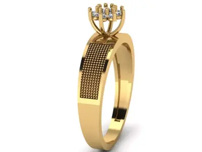 Ring with textured sides and diamonds  3D print model