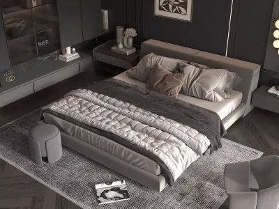 Modern Bedroom Scene 48 3D model
