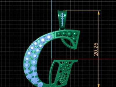 PRECIOUS ALPHABET G PENDANT 3D PRINTABLE MODEL 3D print model