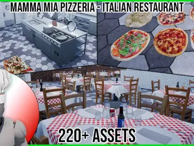 Modular Restaurant - Mamma Mia Pizzeria for UE4 UE5 Low-poly 3D model