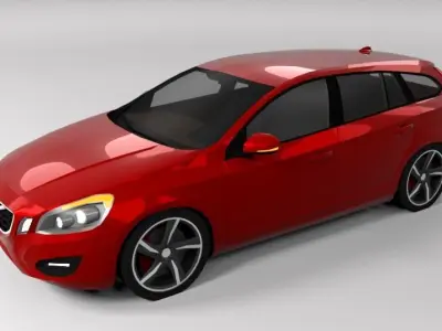 VOLVO V60 2011 LOWPOLY Low-poly 3D model
