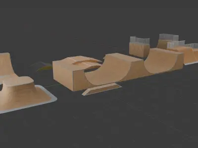 Skatepark Equipment 3D Model Pack Low-poly 3D model