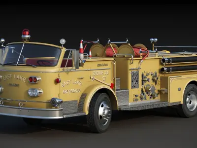 Fire truck American La France 900 Fire Engine Low-poly 3D model