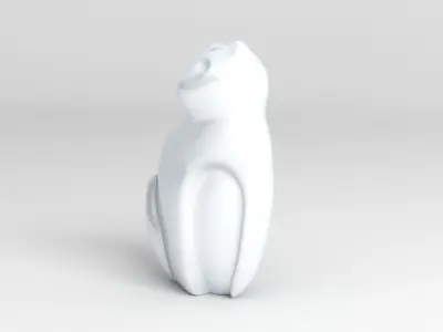 Cat Statuette Low-poly 3D model