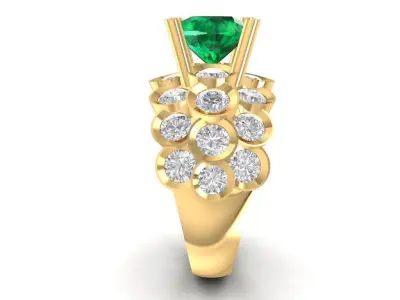 Luxury Cluster Emerald Ring for Women 3D Model 901 3D print model