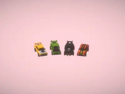 Stylized Voxel Cars Pack - 23 Vehicles Low-poly 3D model