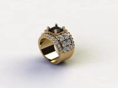 Man ring with 18k gold in Asia R6 3D model