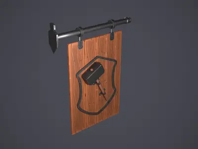 Blacksmith signboard Low-poly 3D model