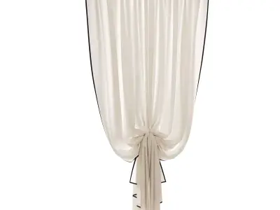 Curtain HE-No 02 Sheer linen with Black trim 3D model