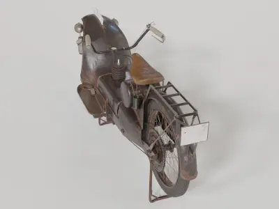 1921 Ner-a-car classic bike black PBR textured model 3D model