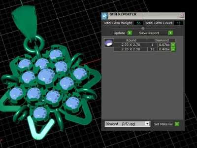 FLOWER STYLISH DIAMOND PENDANT 3D PRINTABLE MODEL 3D print model