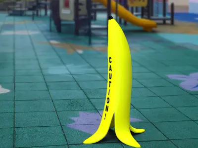 Banana Wet Sign Caution  3D print model
