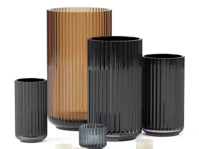 Vase Set 16 Low-poly 3D model