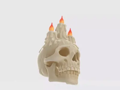 Gothic Skull Candle Holder Creepy Halloween Decor  3D print model
