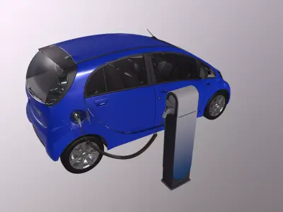 Electric Car Low-poly 3D model by CGSTALL