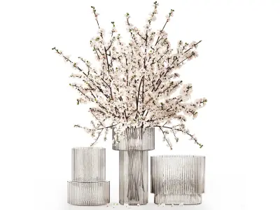 White bouquet of sakura cherry blossom branches 345 3D model