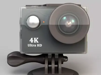 Action camera in a protective box Low-poly 3D model