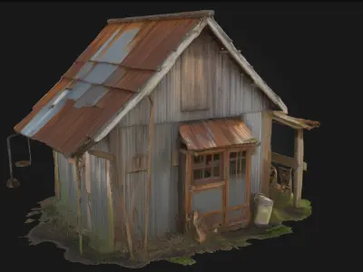 Rustic Cabin Retreat  Cozy Wilderness Escape in 3D Form 3D model