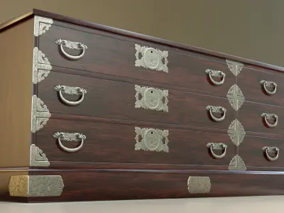 Japanese folk art chest of drawer 3D model