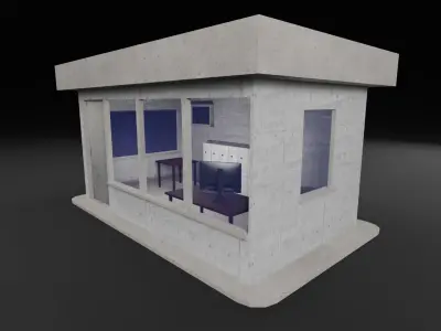 Low Poly Security Cabin Low-poly 3D model