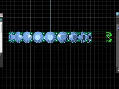 U Shaped Eternity Ring 2 point 8 mm stone size swiss 8 and EU48 3D print model