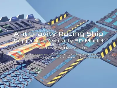 Antigravity Racing Ship 3D Model - B Low-poly 3D model