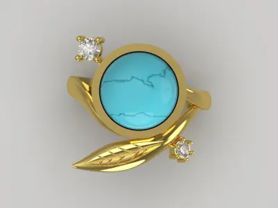 Yellow Gold Womens Ring jr00153 3D print model