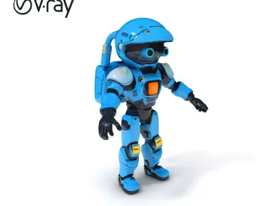 Blue Robotic Explorer Versatile and Detailed D Model Low-poly 3D model