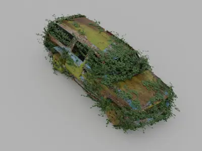 Damaged Rusty Car Low-poly 3D model