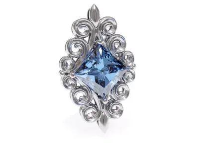 Faux Antique Scroll Gemstone Slide Pendant 3d Model Stl File 3D print model