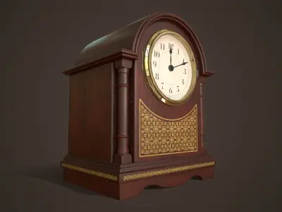 Old vintage table clock Low-poly 3D model