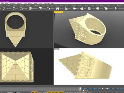 PYRAMID ring gold  3D print model