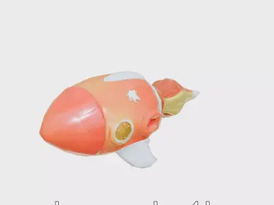 Cartoon Rocket Nightlight with Illuminators and Smoky Trail Low-poly 3D model