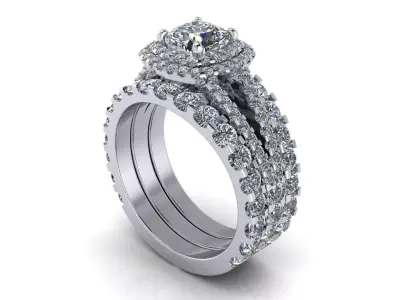 Matching Women Diamond Fashion Rings R1 3D print model