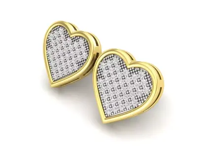 AV 511 Diamond Heart Shape Stud Earrings 3D print model
