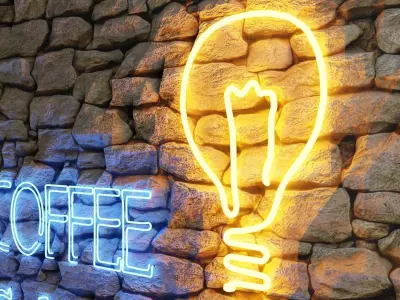 Neon sign Coffee is always a good idea with lamp  3D model
