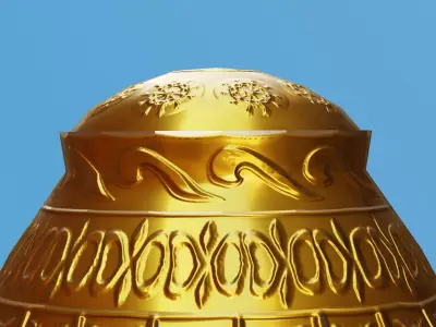 Ornate Gold Urn 3 Low-poly 3D model