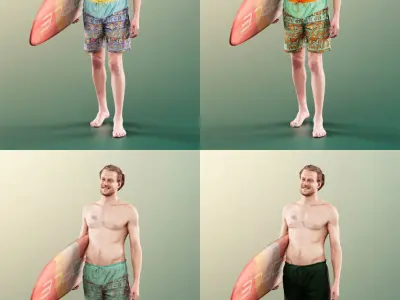 Milo 11233 - 4 Texturevariations - surfer beach boy man maui  3D model