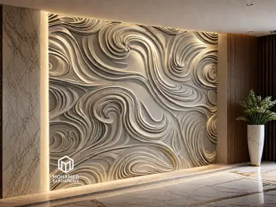 modern panel wall decor set wall relief mural CNC 69 3D model