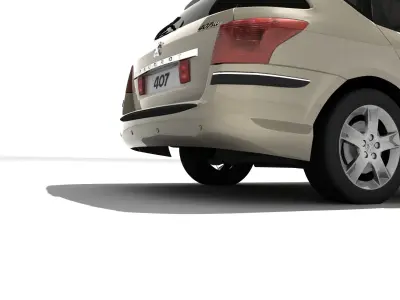 Peugeot 407 SW with HQ interior Low-poly 3D model