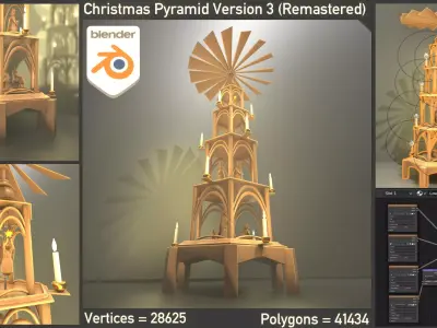 Christmas Pyramid Version 3 Remastered Low-poly 3D model