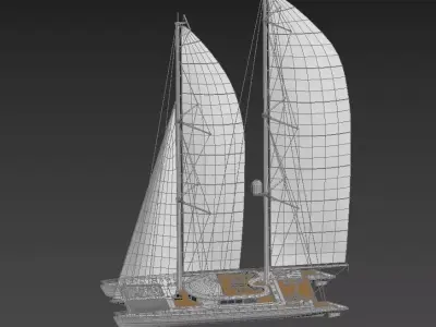 Luxury Ketch-Rigged Sailing Catamaran Twin Mast 3D model